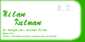 milan kulman business card